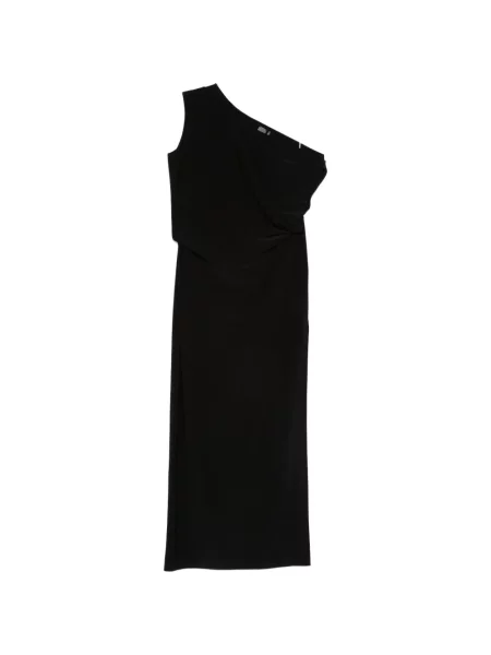 Rochie maxi Norma Kamali drapată cu un umăr gol de costum negru