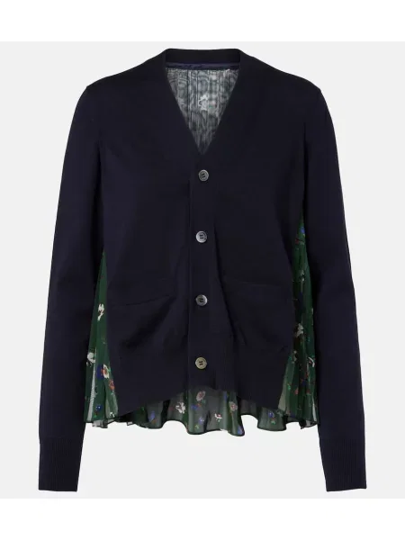 Cardigan Sacai cu model floral albastru