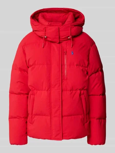 Kurtka puchowa z wyhaftowanym logo i kieszenią na piersi Polo Ralph Lauren czerwona