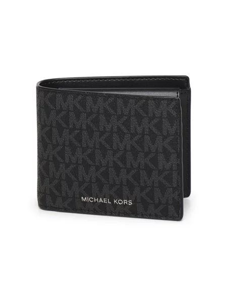 Portfel z detal z logo Michael Kors czarny