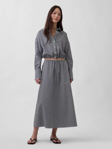 Maxi fusta maxi Gap din poplin negru