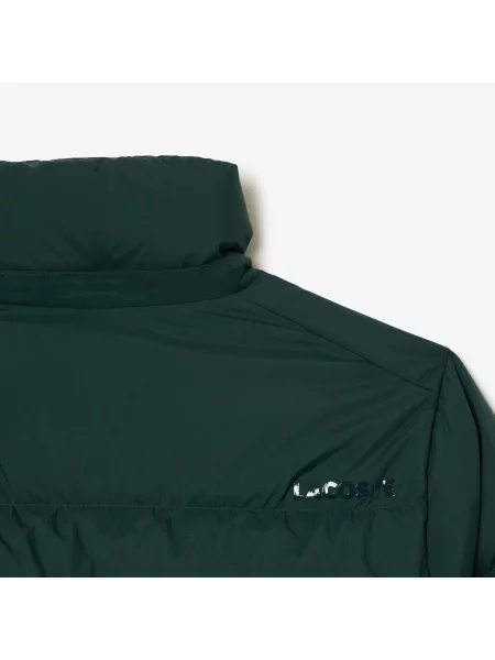 Lacoste Kurtka Puchowa Z Logo I Kapturem zielona