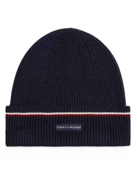 Шапка с вълна Tommy Hilfiger тъмносиньо