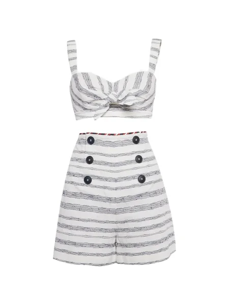 Haftowane szorty Paule Ka w paski białe