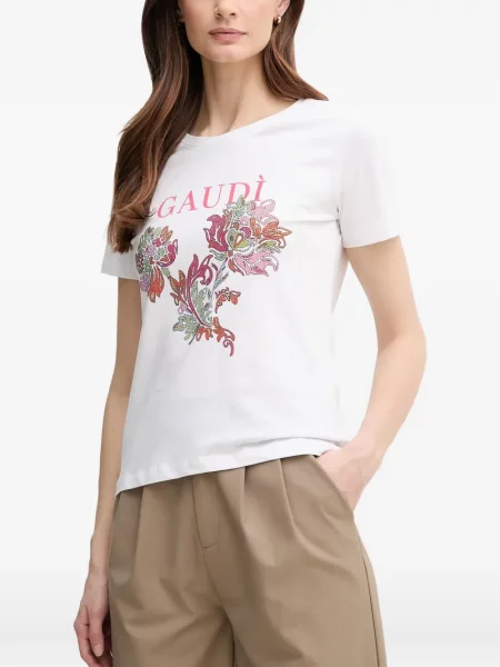 Tricou Gaudi cu model floral cu imagine alb