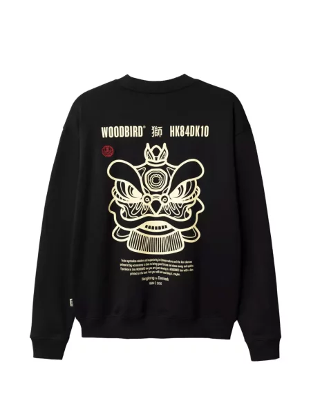 Pulover Woodbird cu imagine negru