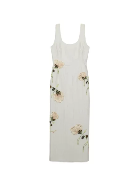 Rochie midi Simkhai cu model floral din jacard alb
