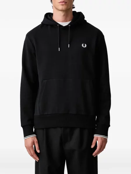 Суичър с качулка Fred Perry бродиран черно