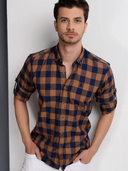 Карирана риза Dewberry синьо