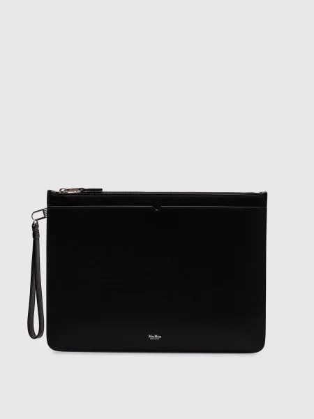 Шкіряний клатч Max Mara чорний