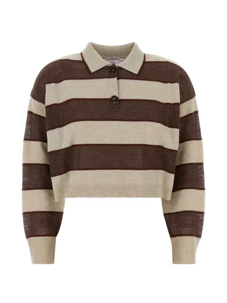 Decupat tricou polo Brunello Cucinelli cu dungi