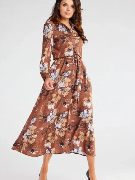 Sukienka koszulowa Awama brązowa