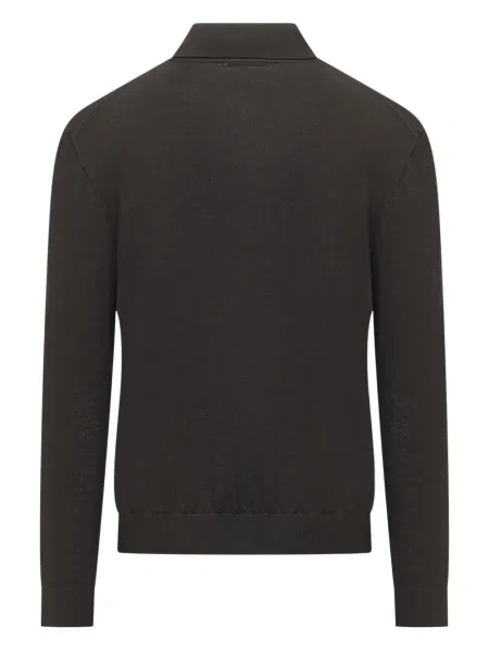 Lung tricou polo Malo de lână gri