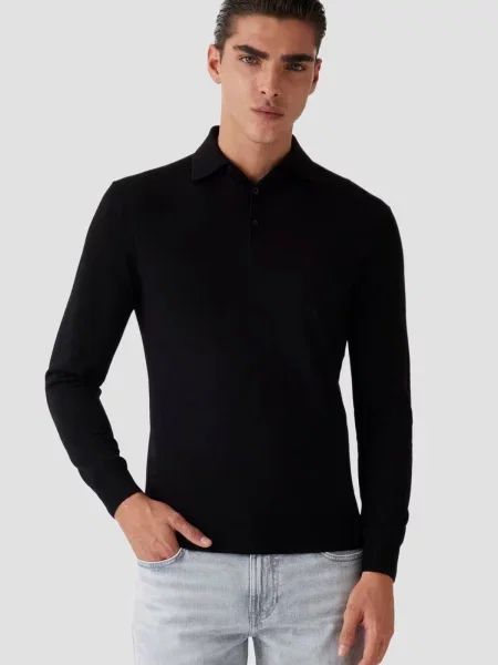 Шерстяное поло Guess черное