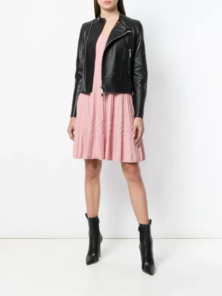 Geanta de piele Dsquared2 cu guler de stand-up negru