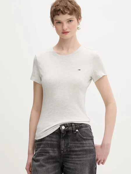 Tommy Jeans basic tričko dámske sivá