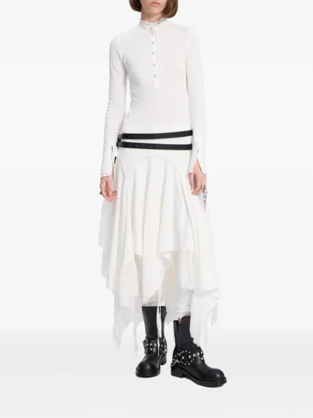 Rochie Ann Demeulemeester cu volane asimetrică alb