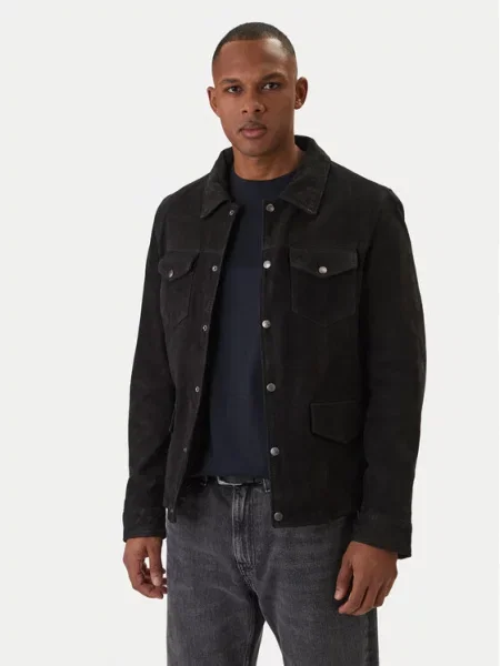 Milestone Usnjena jakna Valerio črna