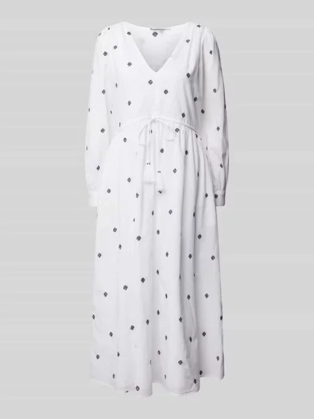 Pepe Jeans sukienka DEAL midi rozkloszowana biały