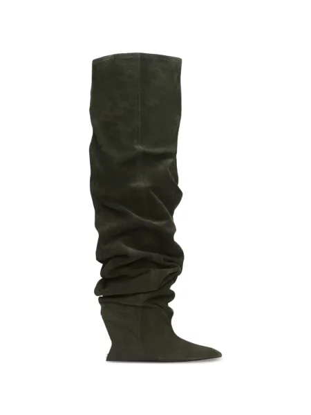 Cizme Balmain din piele de căprioară cu pană verde