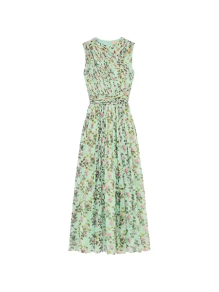 Rochie midi Ulla Johnson de mătase cu model floral cu imagine verde