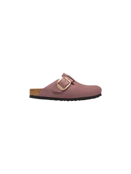 Klapki Birkenstock skórzane na sprzączkę różowe