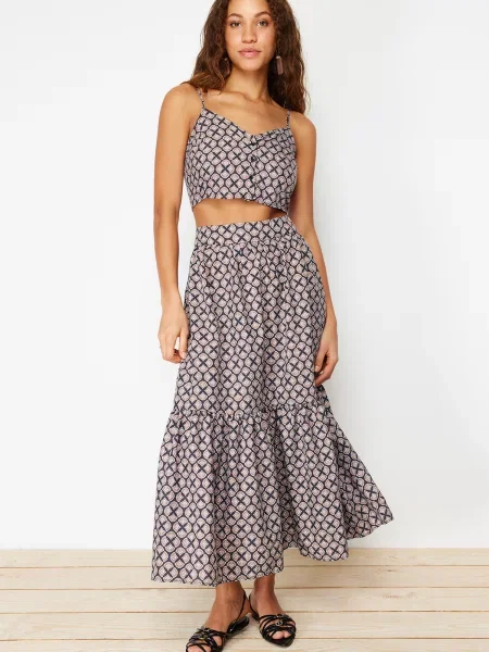 Fusta maxi Trendyol evazată gri