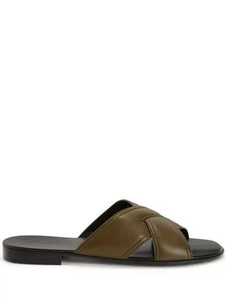 Sandale Giuseppe Zanotti din piele slip-on verde