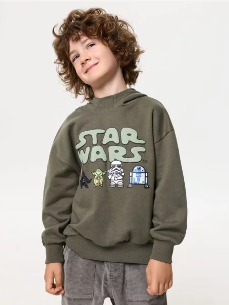 Sinsay Mikina s kapucí s potiskem Star Wars šedá