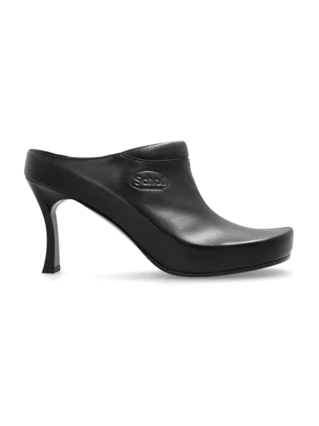 Lniane klapki Balenciaga czarne