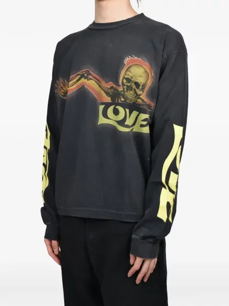 Lung tricou Jun/nakayama cu imagine negru