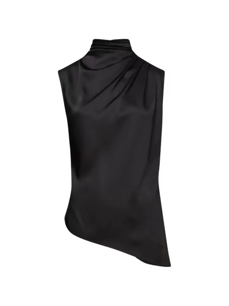 Top Karl Lagerfeld asimetric drapat negru