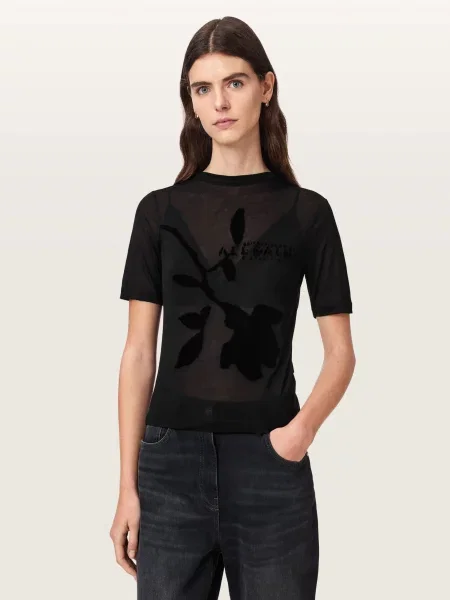 Футболка All Saints из модала черная