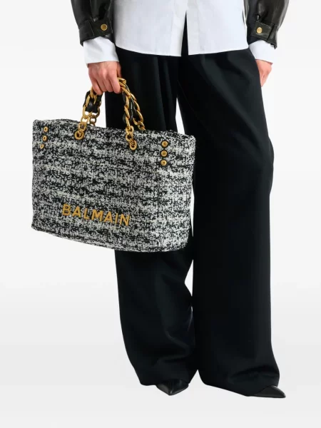 Шопинг чанта Balmain от туид черно