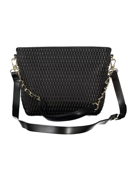 Lniana torebka crossbody Valentino By Mario Valentino pikowana czarna
