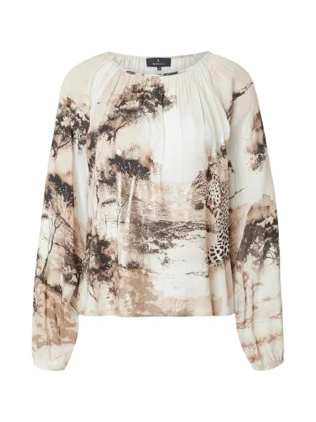 Monari Bluza bež / temno rjava / volneno bela