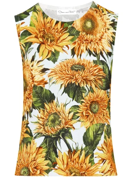 Top Oscar De La Renta cu model floral cu imagine galben