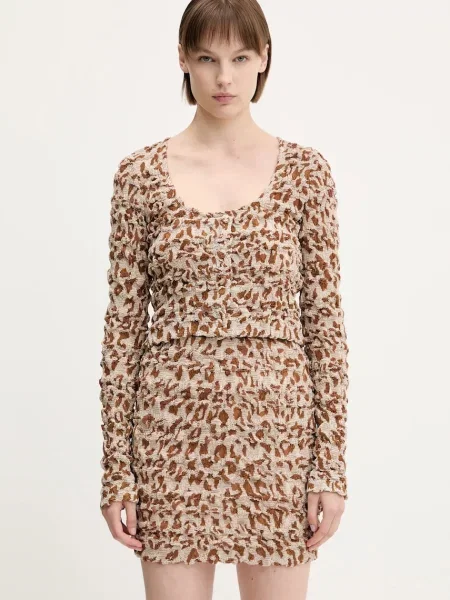 Nanushka bluzka JYLAN wzorzysta brązowy