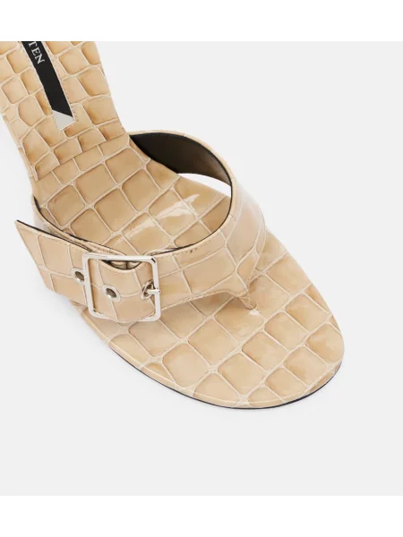 Papuci tip mules Christen din piele de lac bej