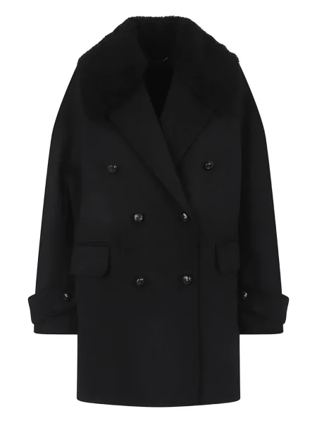 Kołnierzykowy futro Ermanno Scervino dwurzędowe czarne