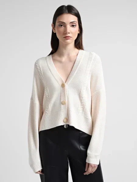 Кардиган Armani Exchange молочний вовна/акрил