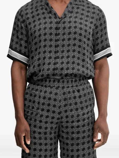 Pantaloni scurți Karl Lagerfeld cu imagine cu imprimeu geometric negru