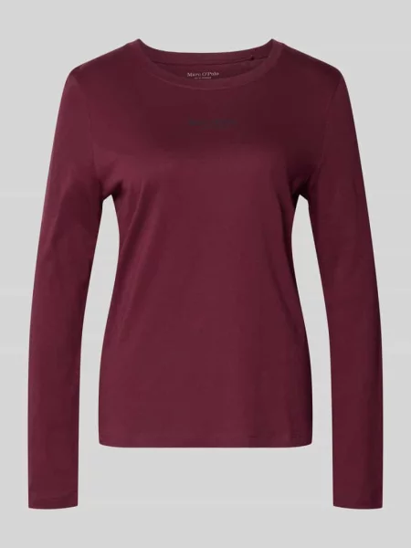 Bluzka z długim rękawem o kroju regular fit z mieszanki dżerseju i bawełny Marc O'polo bordowa