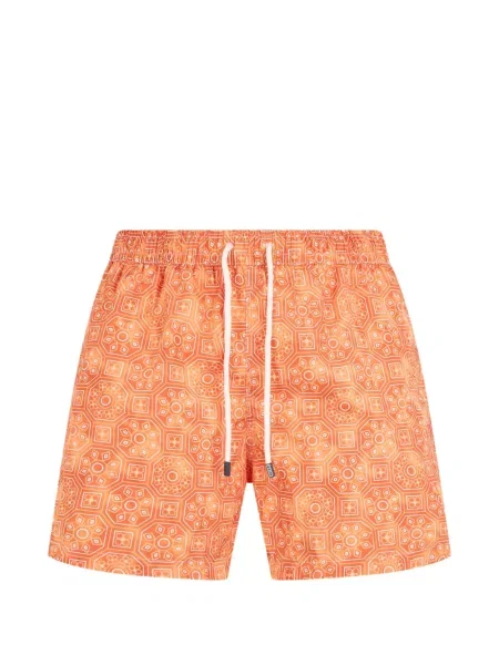 Slip de baie Fedeli cu model floral cu imagine portocaliu