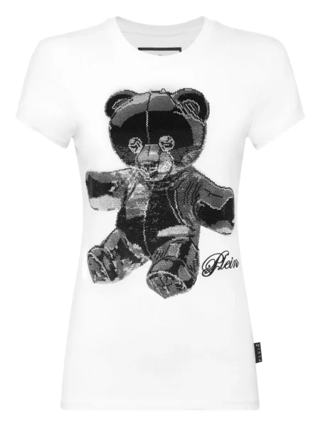 Tricou Philipp Plein de cristal teddy alb