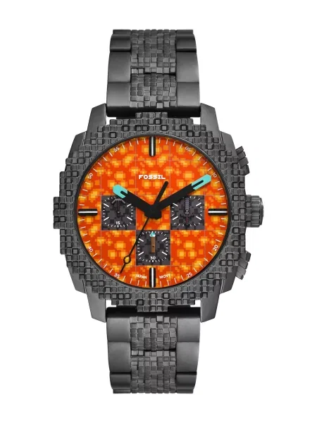 FOSSIL Ceas analogic MINECRAFT turcoaz / grafit / portocaliu gri