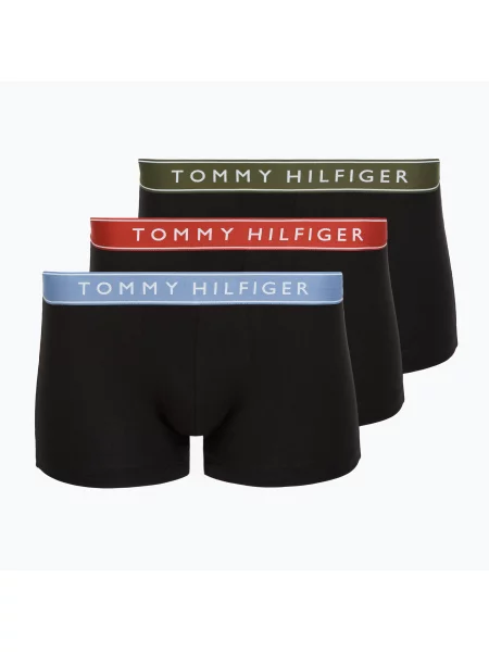 Boxeralsó Tommy Hilfiger Trunk WB 3 pairs brick blue/terra red/army green. Méret: S fekete
