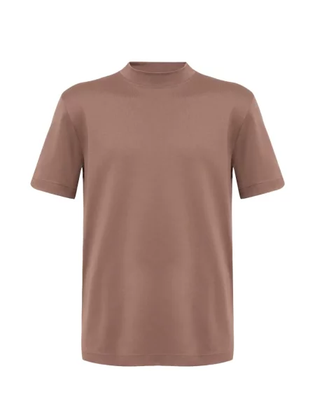 Tricou Eleventy cu decolteu rotund maro