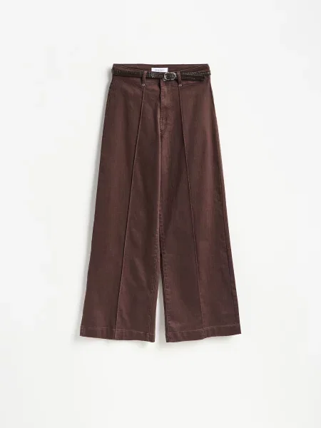 Reserved Джинси з поясом wide leg коричневий