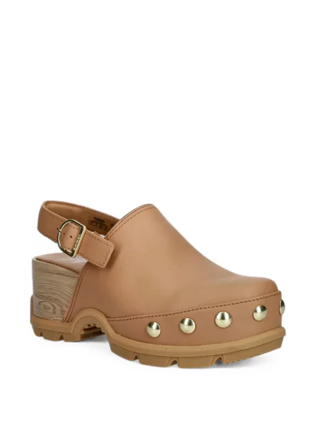 Papuci tip mules Sorel cu tepi slingback maro